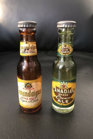 Vintage Canandaigua & Canadian Cream Ale Beer Bottle Salt And Pepper Shakers Vg,