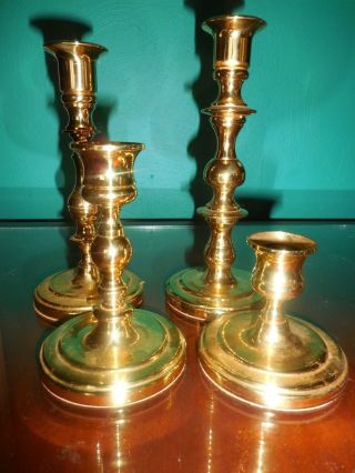 Set Of 4 Baldwin Brass Candle Stick Holders Forged In Usa Variety Of Sizes