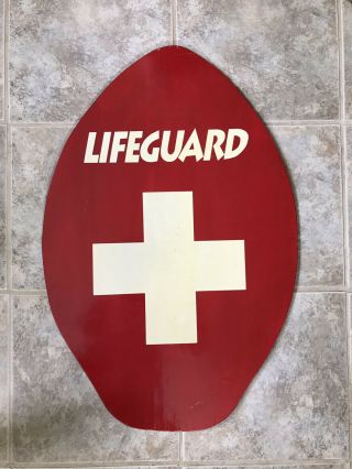 Vintage Wood Lifeguard Board Sign