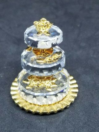 Swarovski Memories 3 Tier Wedding Cake Cut Crystal Gold Plated Figurine 2