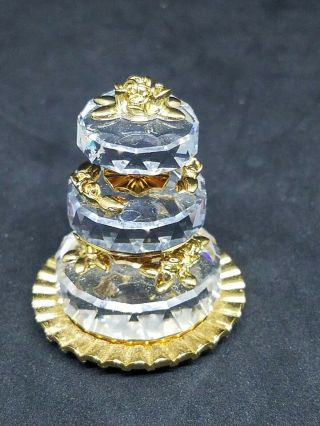 Swarovski Memories 3 Tier Wedding Cake Cut Crystal Gold Plated Figurine 3