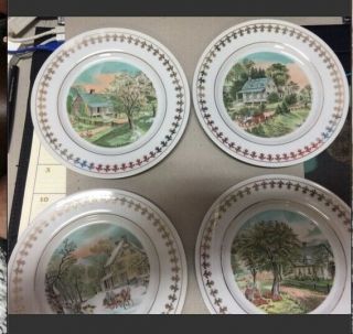 Currier & Ives Four Seasons Plates,  Vintage Limited Edition 1980 Set Of 4