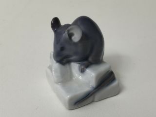 Royal Copenhagen Mouse On Sugar Figurine,  No 510,  1 5/8 " Tall X 1 1/4 " Wide