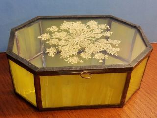 HAND CRAFTED STAINED GLASS & PRESSED FLOWER TRINKET BOX 2