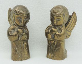 Vintage Brass Figural Angel Taper Candle Stick Holders 4747