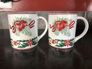 Vintage Tiffany Holly Tiffany & Co 1992 Set Of 2 Mugs Cups Collectible