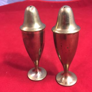 Vintage Dirilyte Pair Salt Pepper Shakers Brass Bronze 4.  75 Inch Kokomo In