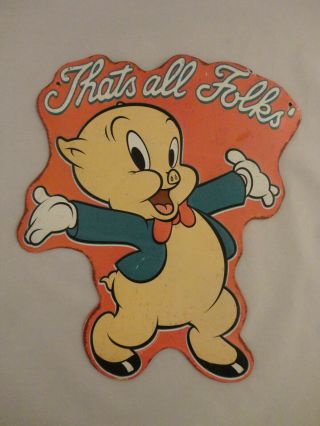 Porky Pig " Thats All Folks " Metal Tin Sign By Open Road Brands (517)