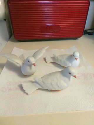 Vintage Home Interior Homco White Dove Birds Figurines 3 X