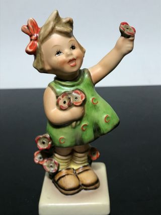 Vtg Goebel Hummel Germany Spring Cheer Girl W/ Flower Art Statue Figurine 72