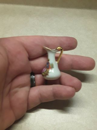 Vintage Miniature Porcelain Limoges France gold trim pitcher 3