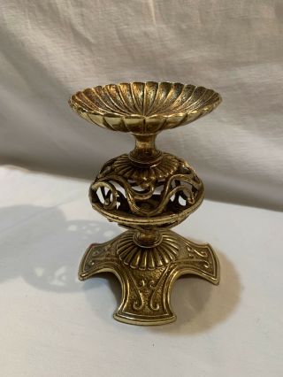 Vintage Dilly Metal Gold Tone Candle Stick Orb Holder Ornate