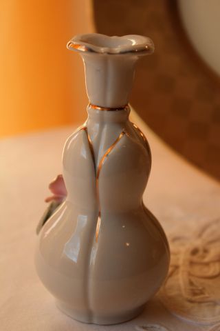 Tilso Miniature Porcelain Bud Vase Hand Painted With Rose & Gold Trim From Japan 4