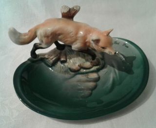 Vintage Napco Red Fox Ceramic Dish B4395 2