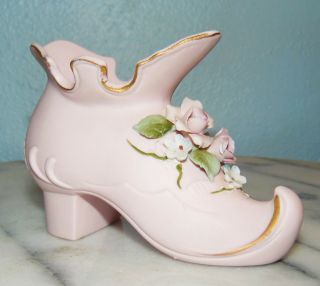 Vintage Victorian Porcelain Bisque Hand Painted Shoe Boot Lefton? 1204