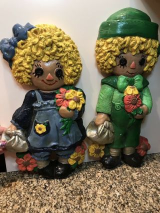 Vintage Raggedy Ann And Andy Dolly Toy Tide - Ups Hanging Wall Rack