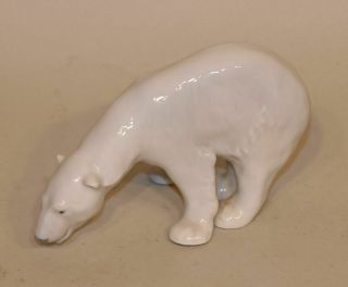 Royal Copenhagen Denmark Porcelain White Polar Bear Head Down Figurine 321