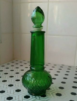 Vintage Avon Genie In A Bottle Green Glass Perfume Cologne 1960s Collectable