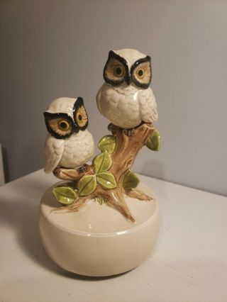 Vintage Owl Music Box,  Wind Up Plays " Some Enchanted Evening " Otagiri Owls