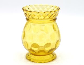 Vintage Amber Glass Coin Dot 4.  75 " Vase