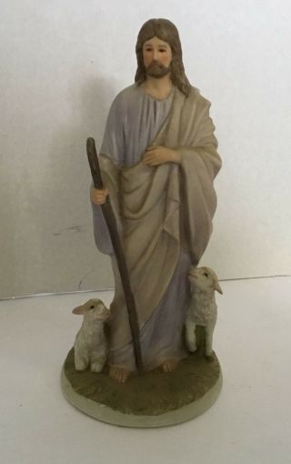 Jesus The Shepherd Masterpiece Porcelain Figurine 1992 Homco Christian Religious