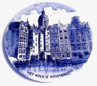 Norelco Delft Blauw 1981 Het Kolkje Amsterdam Collectors Plate Hand Painted