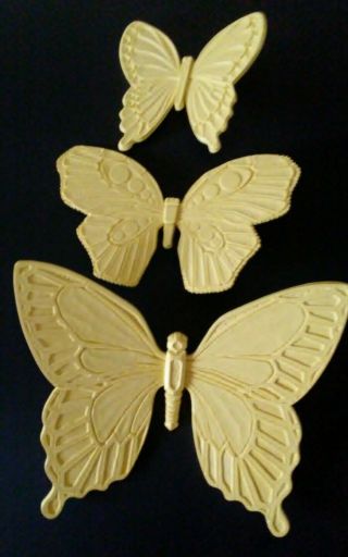Set Of Vtg Mid Century Syroco Yellow Dart Butterfly Decorations Wall Hanging Art