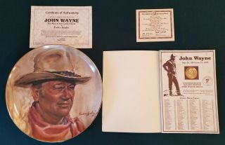Numbered John Wayne Collector Plate,  John Wayne Commemorative Medal.