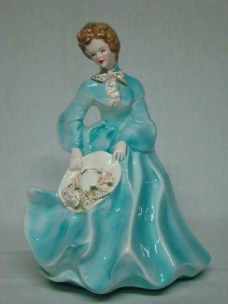 Vintage Florence Ceramics Lady Figurine In Aqua Dress " Grace "