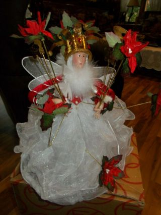 Dept 56 Christmas Krinkles Poinsettia Fairy Queen Tree Topper Patience Prudence 2