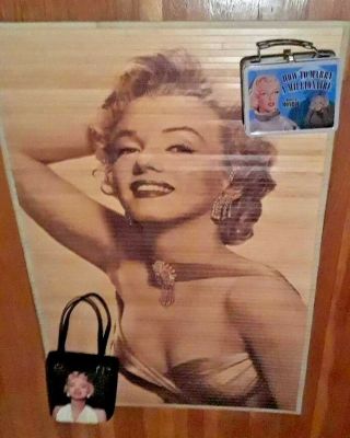 Collectible Marilyn Monroe Memorabilia - Bamboo Rug,  Lunchbox,  Handbag