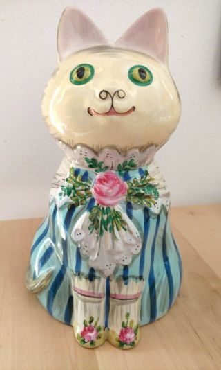 Hand - Painted Mottahedeh Lady Cat Figurine Made In Italy -