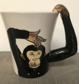 Pier 1 One Imports Hand Painted Monkey Large 3d Chimpanzee Coffee Mug Cup