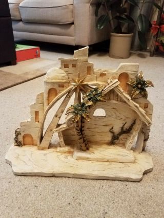 Roman Inc.  Panorama Bleached Wood Look Nativity Stand