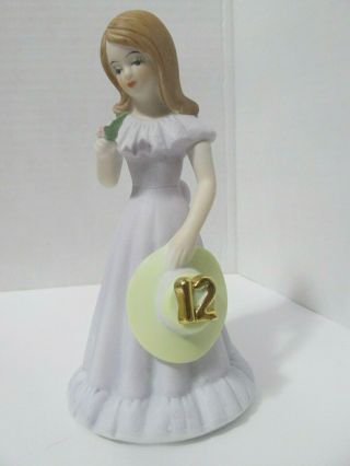 Vintage Enesco " Growing Up Birthday Girls " 12 Year Brunette Girl Figurine