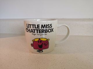 Little Miss Chatter Box Coffee Tea Mug Cup Roger Hargreaves Mister White Pink
