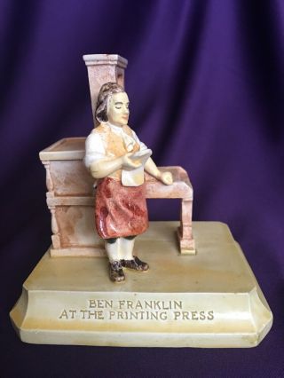 Vintage Sebastian Miniature " Ben Franklin At The Printing Press "