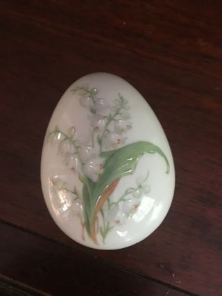 Limoges Lily Of The Valley Egg,  Porcelain F.  M Limoges France
