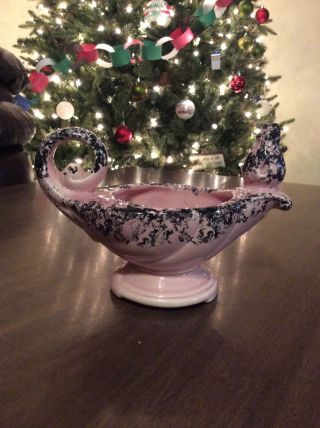 Vintage Shawnee Pottery Genie Aladdin Lamp Planter Pink W/ Black