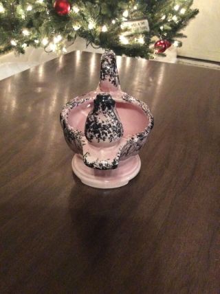 Vintage Shawnee Pottery Genie Aladdin Lamp Planter Pink w/ Black 4