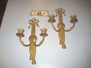 Andrea By Sadek Vintage Rope Tassel Brass Double - Arm Candle Holder Wall Sconces