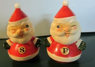 Vintage Holt Howard Winking Santa Salt And Pepper Shakers
