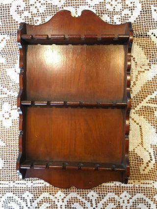 Vintage Wood 18 Slot Spoon Holder Wall Rack