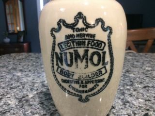Vintage Numol Body Builder Stoneware Crock