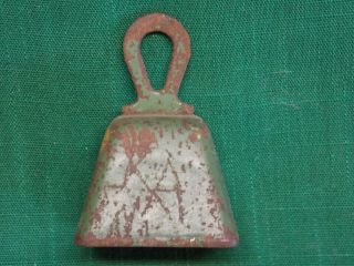 Vintage small steel bell.  RING FOR OMAHA mini cow goat bell. 2