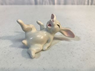 Vintage Lefton White Rabbit Figurine Sitting Laughing