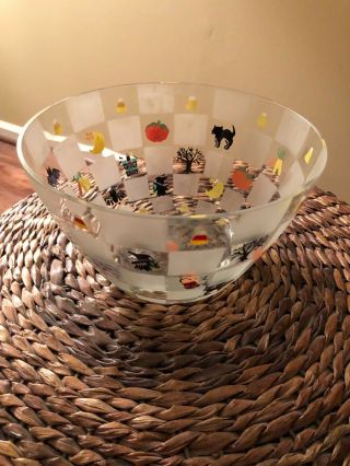 Lenox Halloween Delights Hand Painted Glass Bowl Clear 9 " X 5 " Cond