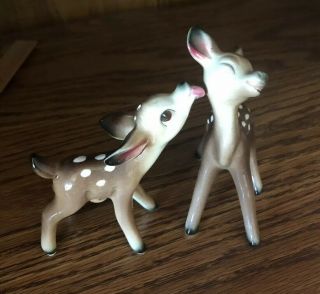 Adorable Vintage Fawn Salt And Pepper Shakers,  One Fawn Licking The Other