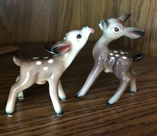 Adorable Vintage Fawn Salt And Pepper Shakers,  One Fawn Licking The Other 2
