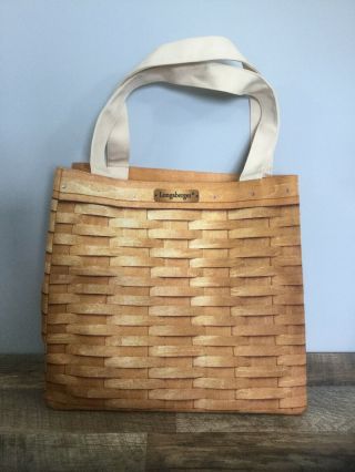 Longaberger Canvas Book Bag Tote Basket Weave Look 13x12x6